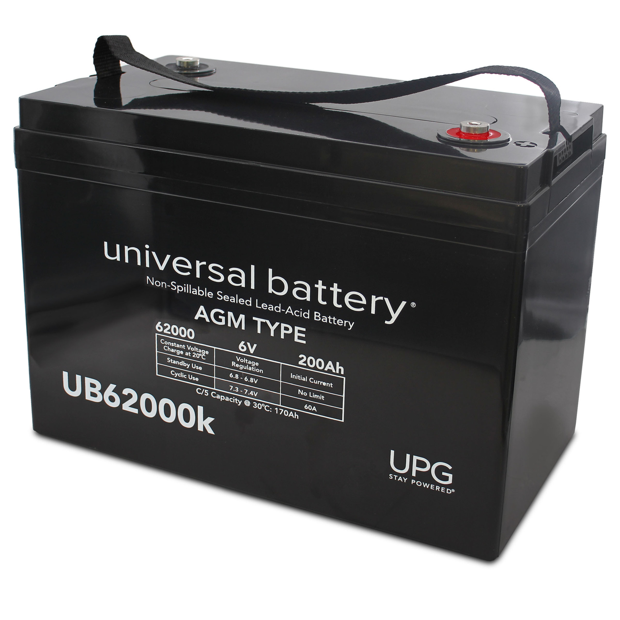UPG Universal Sealed Lead-Acid Battery, AGM-type, 6V, 200 Amps, Group 27, Model# UB12550